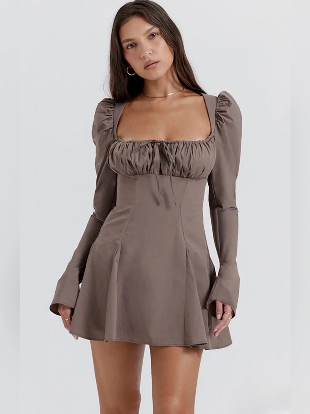🇺🇸FIRM PRICE🇺🇸 House of CB CARLINA Mocha Long Sleeve Mini Dress - Picture 11 of 16